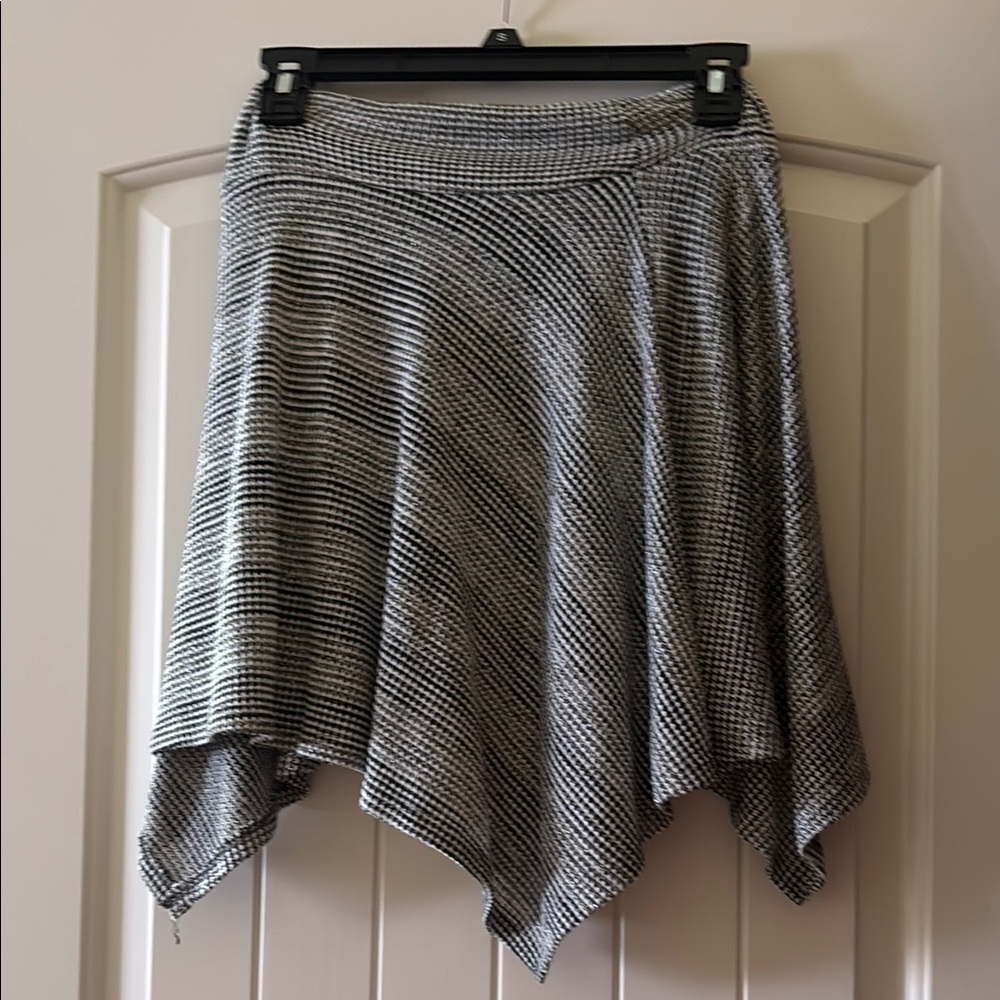 Asymmetrical Black and White Mini Skater Skirt